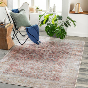 Livabliss Tahmis Turkish Flatweave Runner Rug Chenille Blend Hallway and Entryway Classic Pattern Dark Blue, Rust 8'10" x 12' THI2703-81012