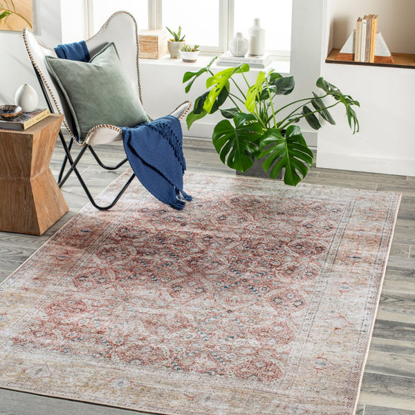Livabliss Tahmis Turkish Flatweave Runner Rug Chenille Blend Hallway and Entryway Classic Pattern Dark Blue, Rust 8'10" x 12' THI2703-81012