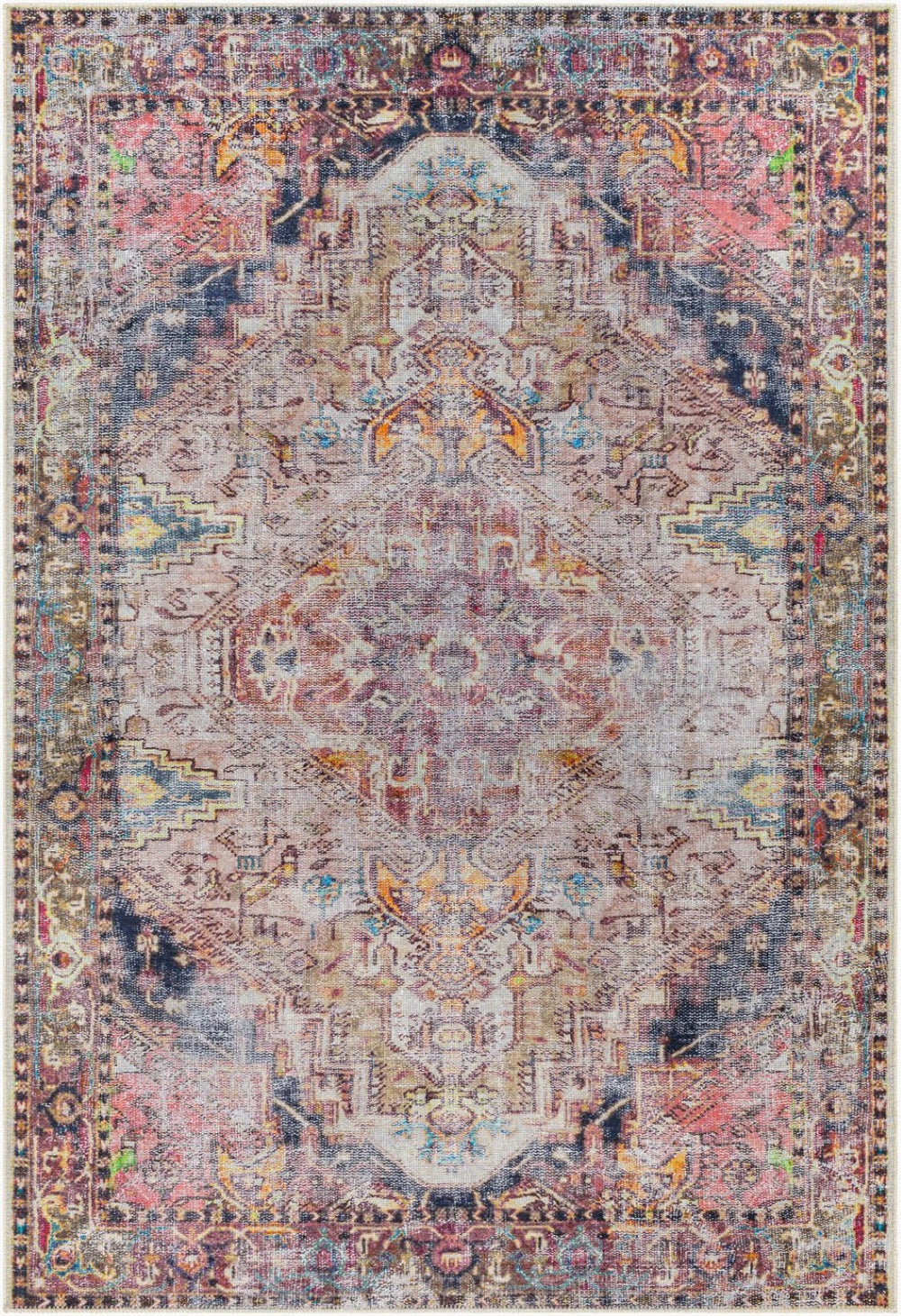 Livabliss Tahmis Medallion Area Rug Chenille Polyester Low Pile for Living and Dining Rooms THI2709-81012