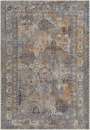 Livabliss Tahmis Flatweave Chenille Polyester Area Rug Traditional Pattern for Living Room Black, Charcoal 6'7" x 9' THI2711-679