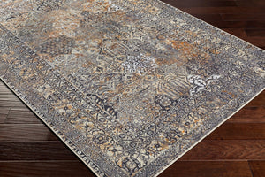 Livabliss Tahmis Flatweave Chenille Polyester Area Rug Traditional Pattern for Living Room Black, Charcoal 6'7" x 9' THI2711-679