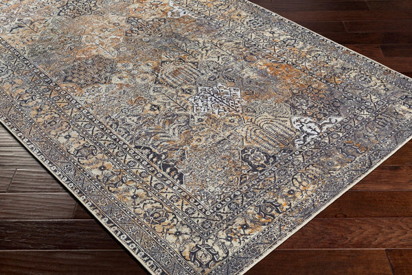 Livabliss Tahmis Flatweave Chenille Polyester Area Rug Traditional Pattern for Living Room Black, Charcoal 6'7" x 9' THI2711-679