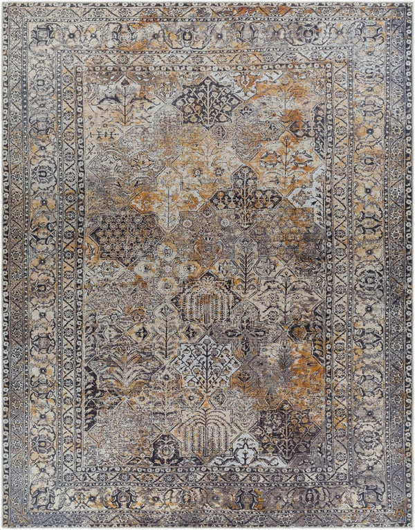 Livabliss Tahmis Flatweave Chenille Polyester Area Rug Traditional Pattern for Living Room Black, Charcoal 7'10" x 10'2" THI2711-710102