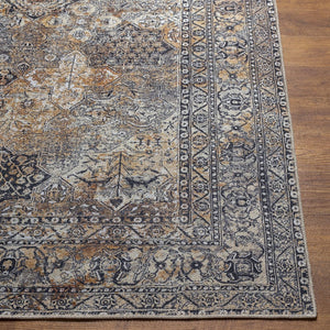 Livabliss Tahmis Flatweave Chenille Polyester Area Rug Traditional Pattern for Living Room Black, Charcoal 6'7" x 9' THI2711-679
