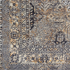 Livabliss Tahmis Flatweave Chenille Polyester Area Rug Traditional Pattern for Living Room Black, Charcoal 6'7" x 9' THI2711-679