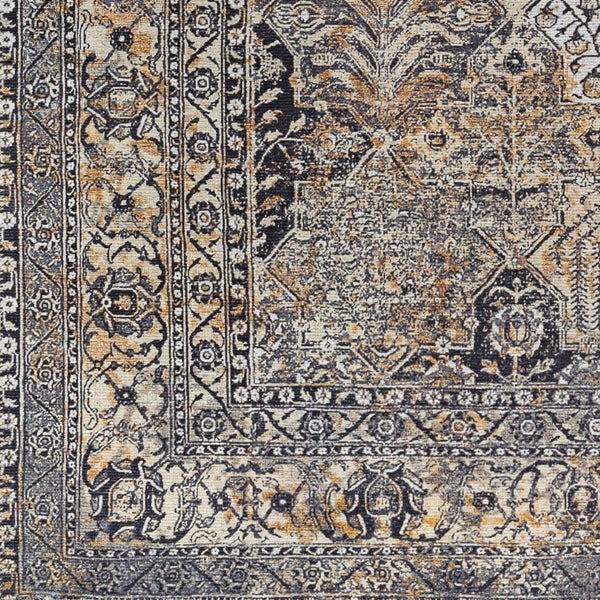 Livabliss Tahmis Flatweave Chenille Polyester Area Rug Traditional Pattern for Living Room Black, Charcoal 6'7" x 9' THI2711-679
