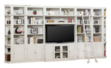 Boca 9 Piece Entertainment Wall with Corner Bookcases Cottage White BOC-9PC-ENT-LG-WALL Parker House