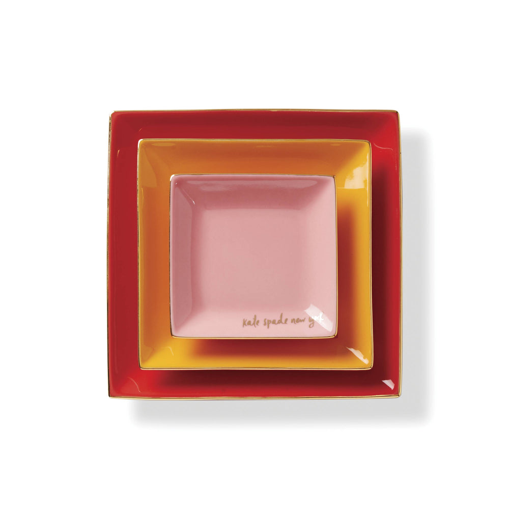 Lenox Kate Spade Make It Pop Warm Red 3-Piece Tray Set Red, RED PORCELAIN 895882