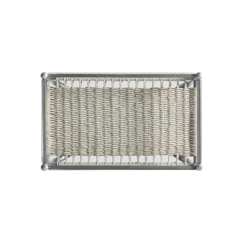 Bernhardt Bernhardt Kendo Accent Table With Tempered Glass Top, Woven Abaca Shelf & Graphite Steel Frame 328122