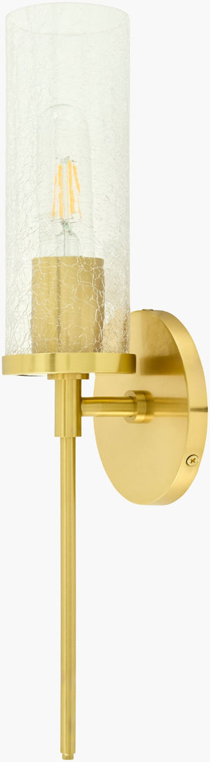 Surya Thaline Art Deco Metal Glass Wall Sconce Ambient Lighting for Bedroom or Entryway THN-001