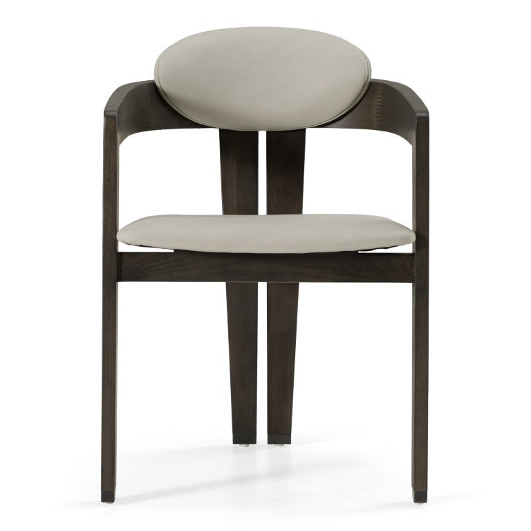 VIG Furniture Thorne Solid-Wood Arm Dining Chair In Two-Tone Light Grey Leatherette And Dark Grey Finish, 31.5" VGCS-ACH-21087