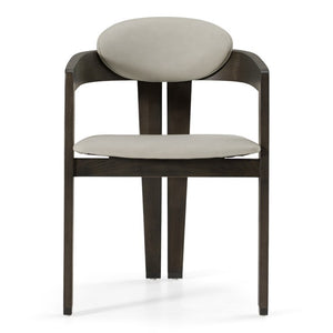 VIG Furniture Thorne Solid-Wood Arm Dining Chair In Two-Tone Light Grey Leatherette And Dark Grey Finish, 31.5" VGCS-ACH-21087