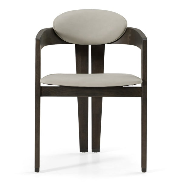 VIG Furniture Thorne Solid-Wood Arm Dining Chair In Two-Tone Light Grey Leatherette And Dark Grey Finish, 31.5" VGCS-ACH-21087