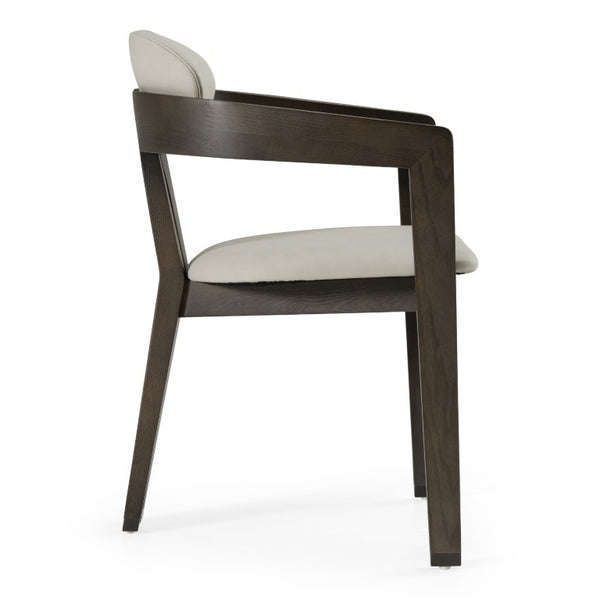 VIG Furniture Thorne Solid-Wood Arm Dining Chair In Two-Tone Light Grey Leatherette And Dark Grey Finish, 31.5" VGCS-ACH-21087