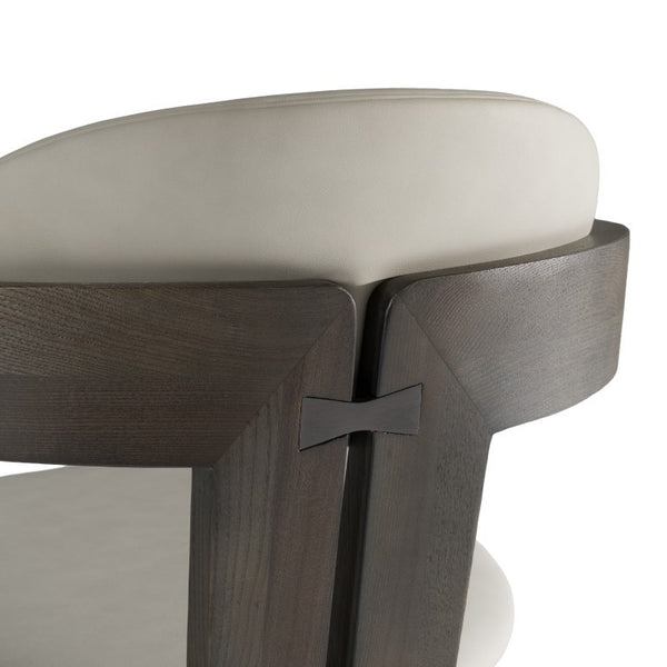 VIG Furniture Thorne Solid-Wood Arm Dining Chair In Two-Tone Light Grey Leatherette And Dark Grey Finish, 31.5" VGCS-ACH-21087
