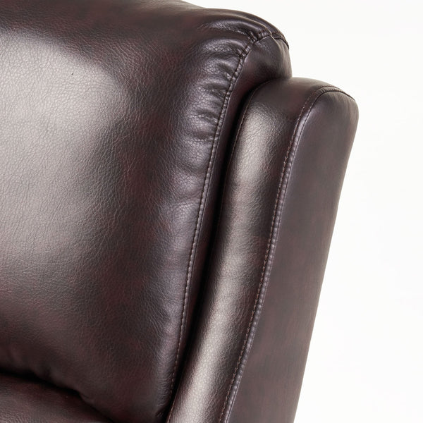 English Elm Christopher Knight Home® - Fabric Burgundy Recliner Chair Mid-Century PU Leather Pushback Sofa with Tufted Cushion, Compact Comfort 57574.00BDY
