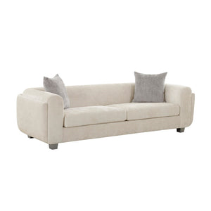 Pasargad Home Bergamo 3-seater Sofa In Ivory With Pillows - Mid-century Modern Elegance & Comfort Ivory Polyester Pzw-20044-3