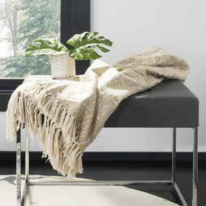 Safavieh Peppin Metallic Throw XII23 Natural/Gold Cotton THR853A-5070