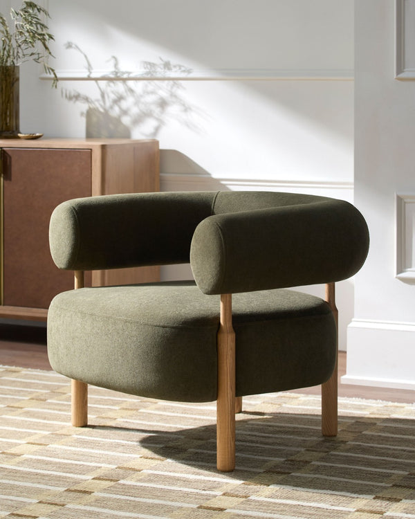 Surya Thorne Low Profile Accent Chair with Ash Wood Base and Memory Foam Seat Cushion THRN001-283533