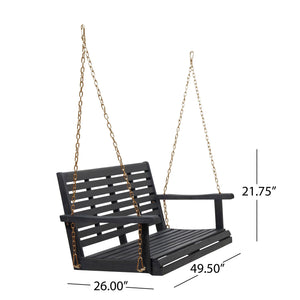 English Elm Tasmania Acacia Hardwood Porch Swing Slatted Outdoor Bench with Hanging Chains 69655.00DGRY