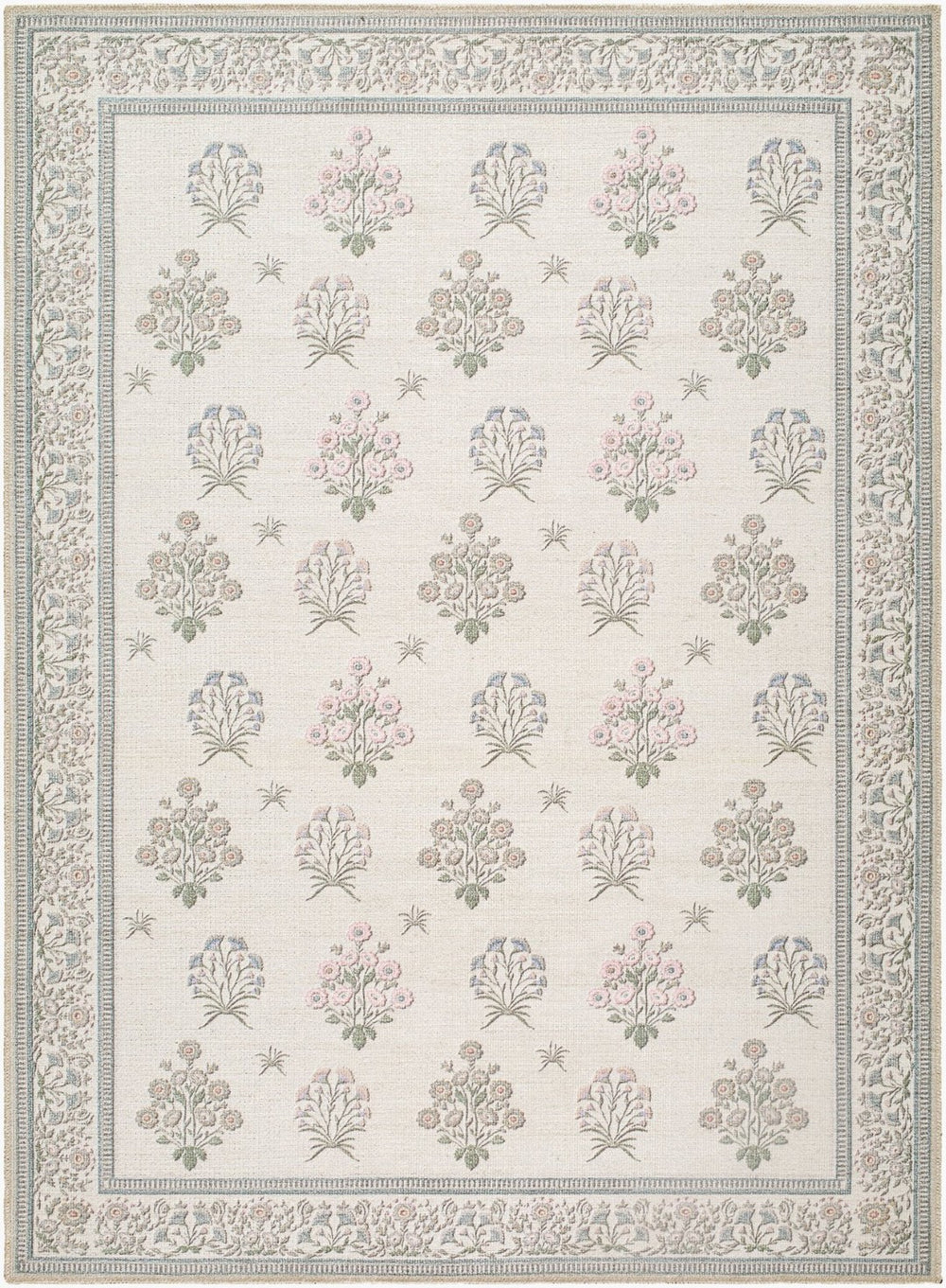 Livabliss Thistle Minimalist Polyester Area Rug Low Pile Machine Woven for Entryways and Bathrooms White, Medium G 5'3" x 7'3" THT2301-5373