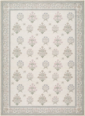 Livabliss Thistle Minimalist Polyester Area Rug Low Pile Machine Woven for Entryways and Bathrooms White, Medium G 5'3" x 7'3" THT2301-5373