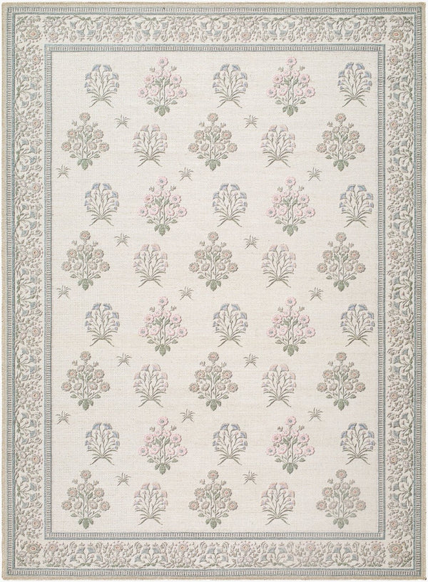 Livabliss Thistle Minimalist Polyester Area Rug Low Pile Machine Woven for Entryways and Bathrooms White, Medium G 5'3" x 7'3" THT2301-5373