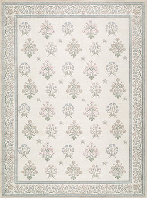 Livabliss Thistle Minimalist Polyester Area Rug Low Pile Machine Woven for Entryways and Bathrooms White, Medium G 6'7" x 9' THT2301-679