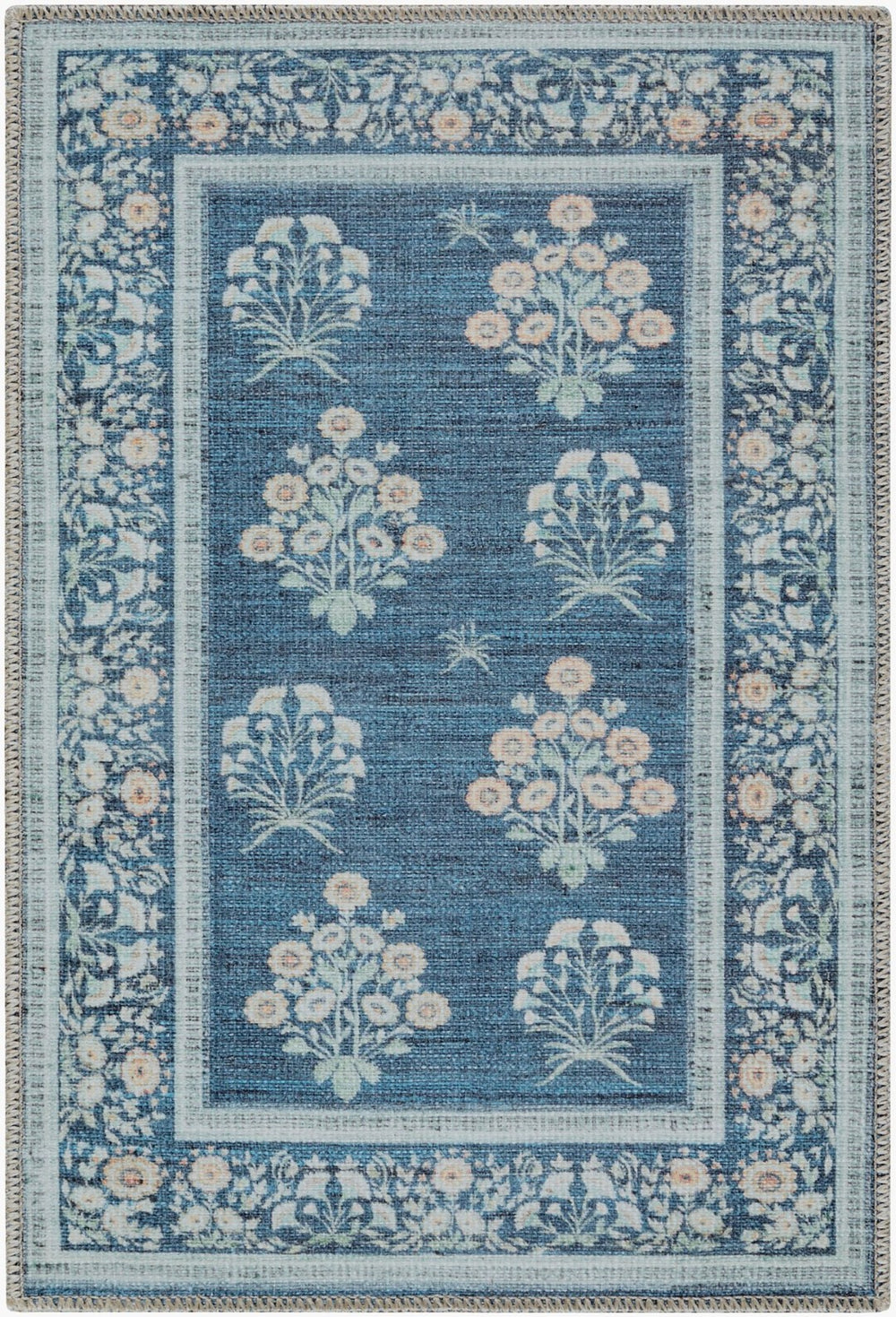 Livabliss Thistle Geometric Low Pile Polyester Rug Turkish Woven for Entryways and Modern Interiors Dark Blue, Sage 2'7" x 7'10" THT2302-27710