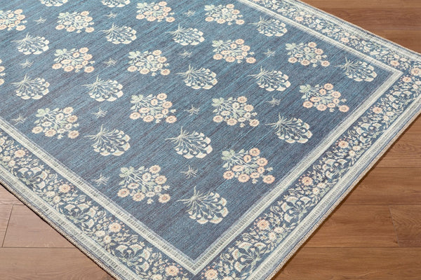 Livabliss Thistle Geometric Low Pile Polyester Rug Turkish Woven for Entryways and Modern Interiors Dark Blue, Sage 8'10" x 12' THT2302-81012