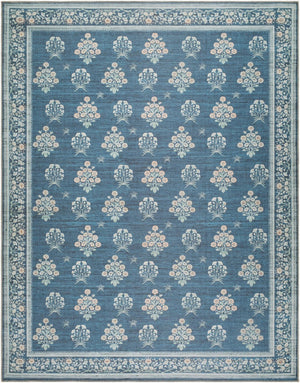 Livabliss Thistle Geometric Low Pile Polyester Rug Turkish Woven for Entryways and Modern Interiors Dark Blue, Sage 7'10" x 10'2" THT2302-710102
