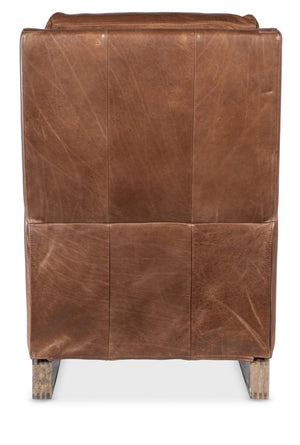 Hooker Furniture Relic Taupe Semi-Aniline Leather Power Recliner With Usb, Adjustable Headrest, Bustle Back & Wood Base Brown RC810-PH-082