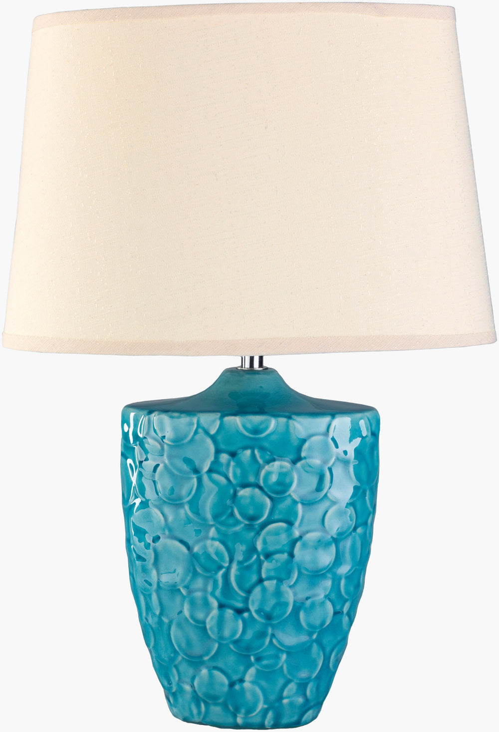 Surya Thistlewood 20" Elegant Accent Table Lamp - Stunning Ceramic Body With Cotton Shade For Home Decor Body, Sky Blue,Harp, Metallic ,Nickel Ceramic,Cotton,Polyester Thw760-tbl