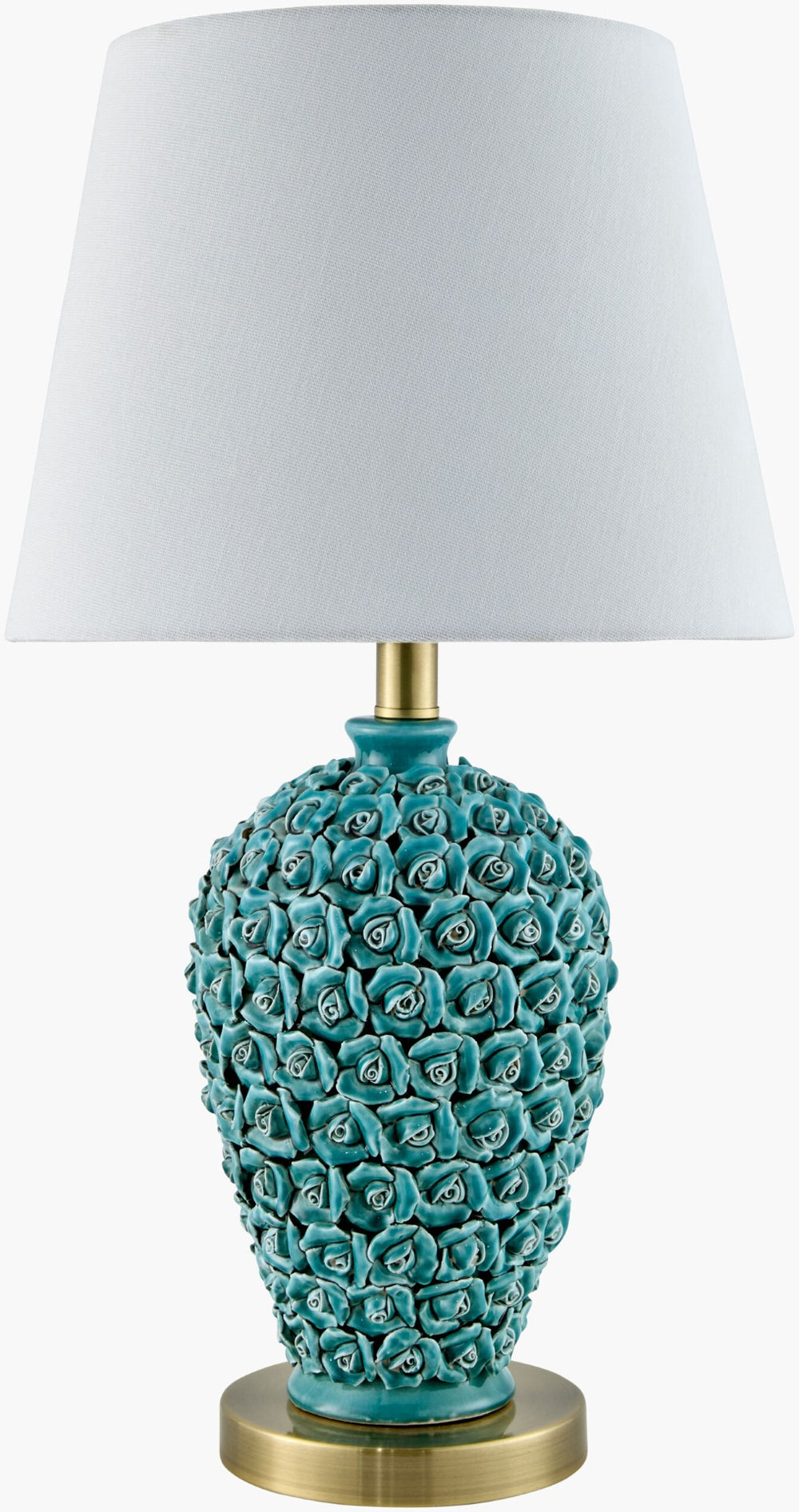 Livabliss Thayer Ceramic Arts and Crafts Table Lamp with Linen Shade and Wrought Iron Base THY-001