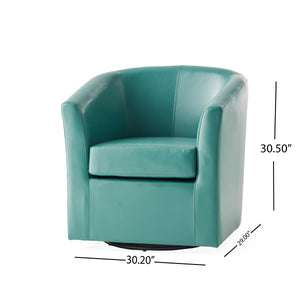 English Elm Swivel Barrel Club Chair Upholstered 360 Degree Base for Living Room Reading Nook Turquoise 57685.00TUR