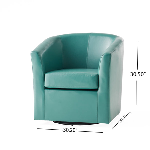 English Elm Swivel Barrel Club Chair Upholstered 360 Degree Base for Living Room Reading Nook Turquoise 57685.00TUR