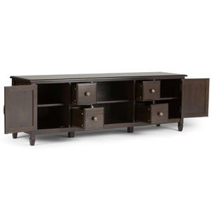 English Elm Connaught 72" Wide TV Stand with Cord Management, Solid Wood Chestnut Finish, Storage for TVs up to 80" Dark Brown B136P158128