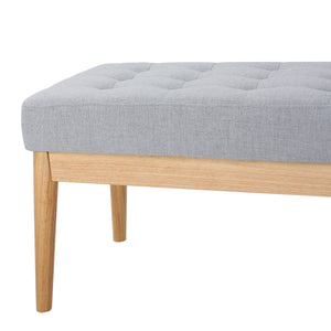English Elm Ottoman Tufted Upholstered Bench with Birch Frame Mid-century Style for Bedroom Entry 60407.00LGY
