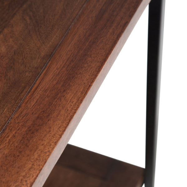 English Elm Skyler Console Sofa Table - Handcrafted Mango Wood With Open Shelving In Dark Cognac Finish B136P158240-GIGA