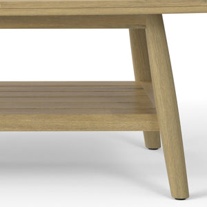 English Elm Bayshore Light Teak Outdoor Coffee Table — Solid Acacia Slatted Top, Weather-Resistant, 43.3" W B136P159365