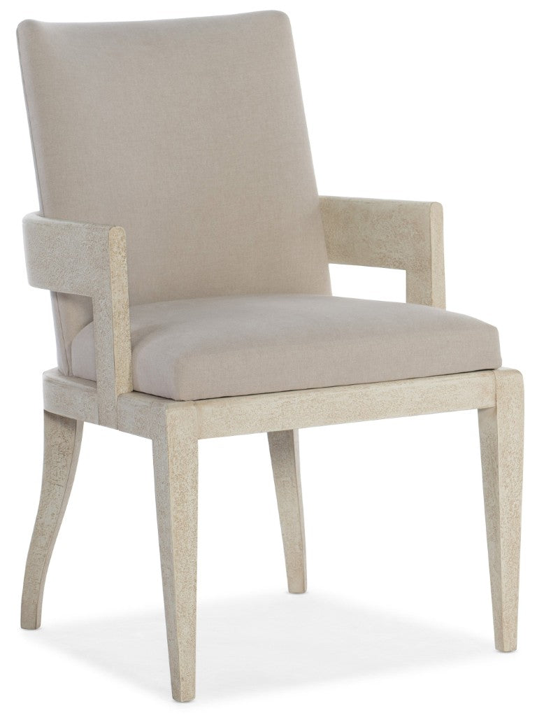 Hooker Furniture Cascade Upholstered Arm Chair With Crackle Gesso Finish, Stain-Resistant Fabric, Durable Comfort 6120-75400-80