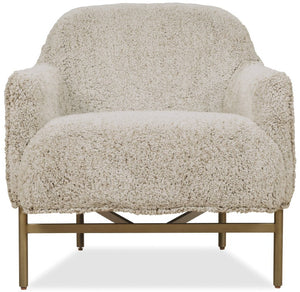 Hooker Furniture Milo Shear Fawn Lounge Chair With Rounded Barrel Back, Gold Metal Base — Plush Modern Accent Seating CC902-01-483