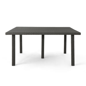English Elm Christopher Knight Home® - FIONA Outdoor 64" Square Wicker Dining Table – Durable Iron Frame Patio Table for Large Gatherings Grey 66.75 L x 35.25 W x 7.25 H 62333.00GRY