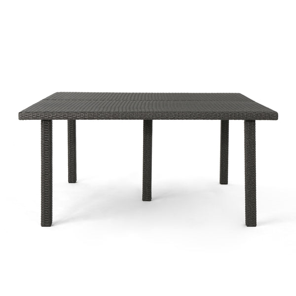 English Elm Christopher Knight Home® - FIONA Outdoor 64" Square Wicker Dining Table – Durable Iron Frame Patio Table for Large Gatherings Grey 66.75 L x 35.25 W x 7.25 H 62333.00GRY