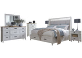 Parker House Americana Modern Bedroom King Shelter Bed 2 Nightstands Dresser With Mirror And Chest White Poplar Solid,Birch Veneers Bame-6pc-1266-dmn2c