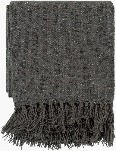 Surya Tilda Modern Acrylic Throw Blanket 51"W X 59"L - Cozy, Textured, Stylish Design For Your Home Charcoal Acrylic,Lurex Tid014-5060