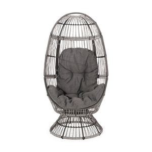 English Elm Christopher Knight Home® - RESEDA Swivel Egg Chair with Faux Rattan Basket, Water-Resistant Cushion, Handcrafted Comfort Grey+Taupe 67931.00TPDGRY