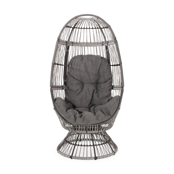 English Elm Christopher Knight Home® - RESEDA Swivel Egg Chair with Faux Rattan Basket, Water-Resistant Cushion, Handcrafted Comfort Grey+Taupe 67931.00TPDGRY