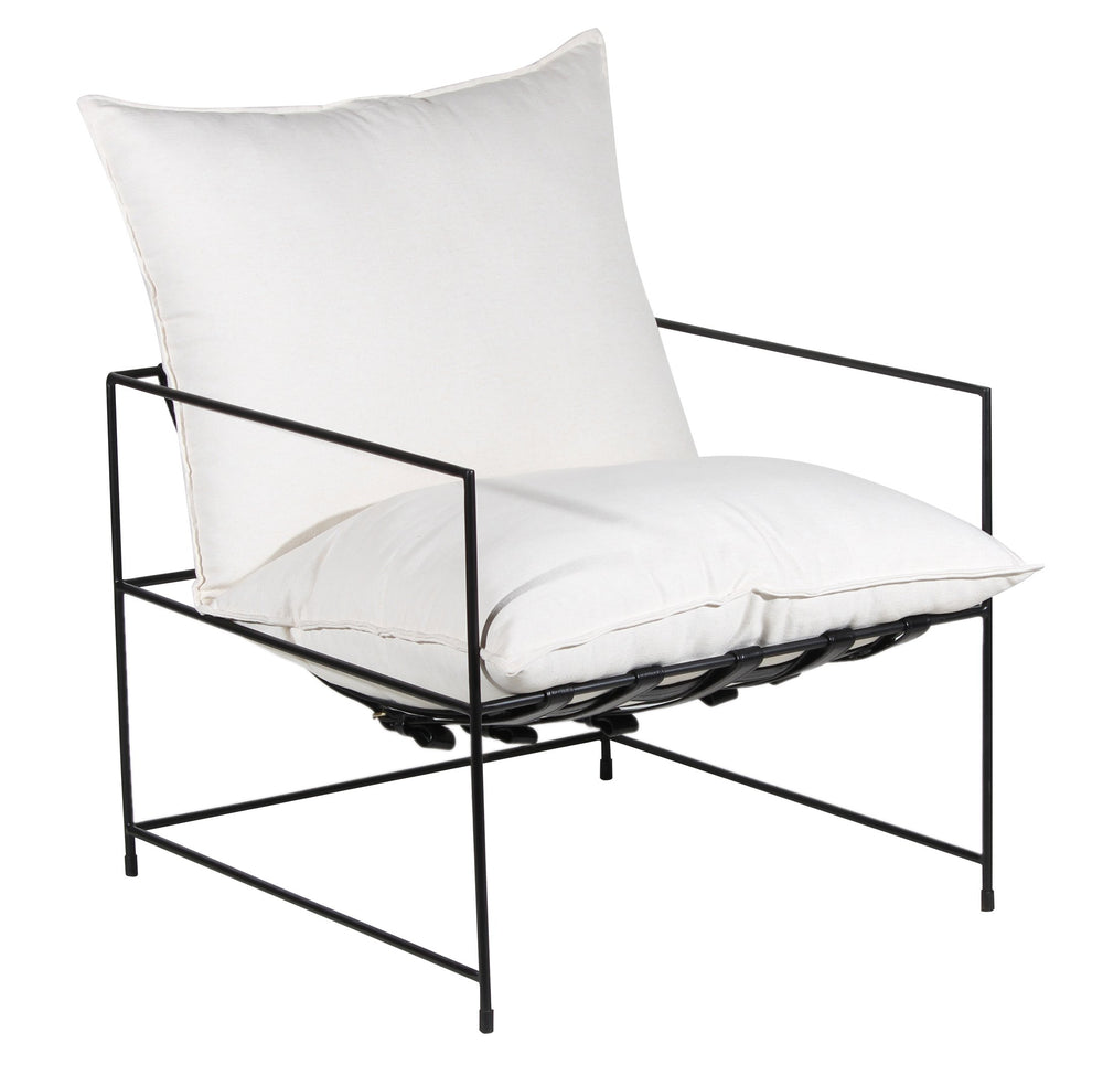 Porter Designs Porter Hagen Accent Chair - Stylish Black Iron Frame With Comfortable White Canvas Upholstery White Metal 01-108-06-8462
