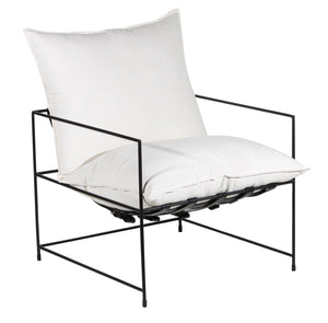 Porter Designs Porter Hagen Accent Chair - Stylish Black Iron Frame With Comfortable White Canvas Upholstery White Metal 01-108-06-8462
